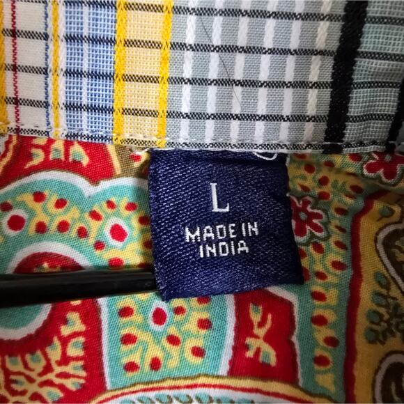 Robert Graham Striped Paisley Multi Color Button Down Shirt Size L - Picture 9 of 11